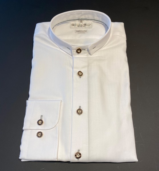Trachtenhemd Langarm G´Weih &amp; Silk Traunsee Stehkragen weiß