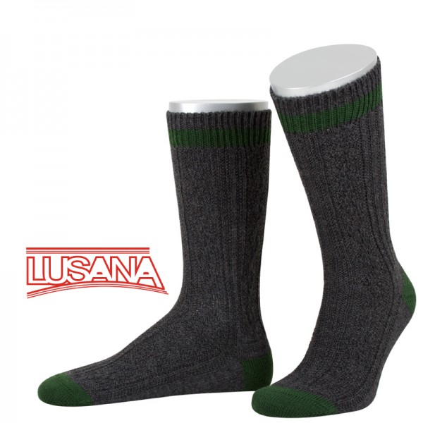 Herren Trachten Schopper Socken Lusana 2-farbiger Rand anthrazit/tanne