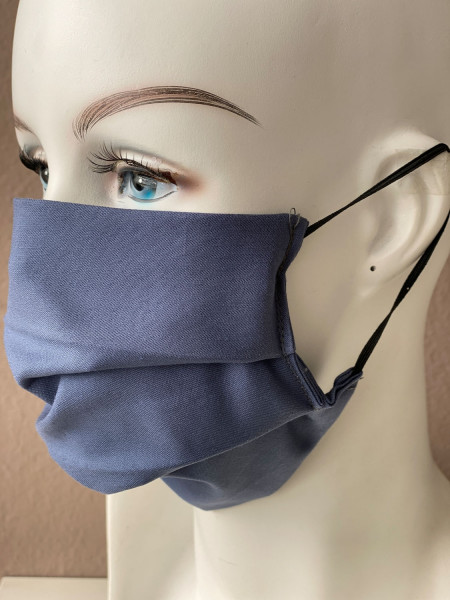 Mundmaske Nasenmaske Baumwolle uni blau für Damen und Herren