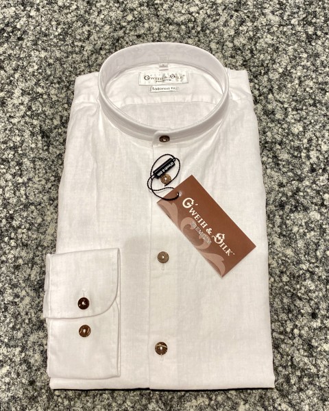 Trachtenhemd Langarm G´Weih &amp; Silk Alpsee weiß